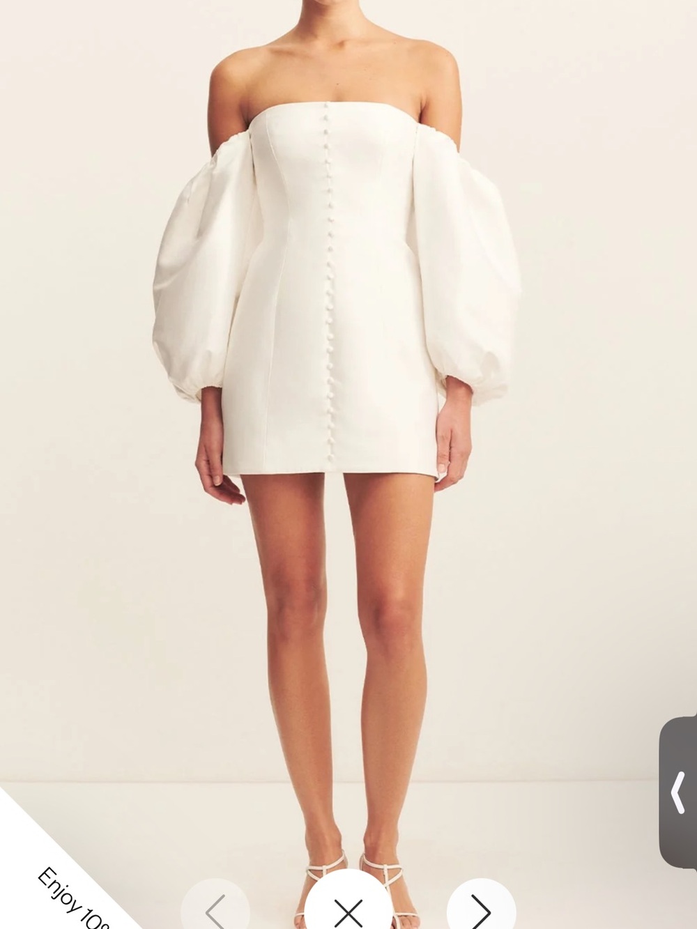 Shona Joy Off-Shoulder White Mini Dress with Balloon Sleeves
